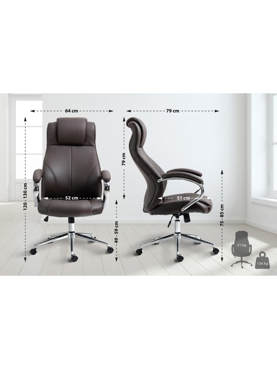 Bureaustoel Salford echt leer, bruin