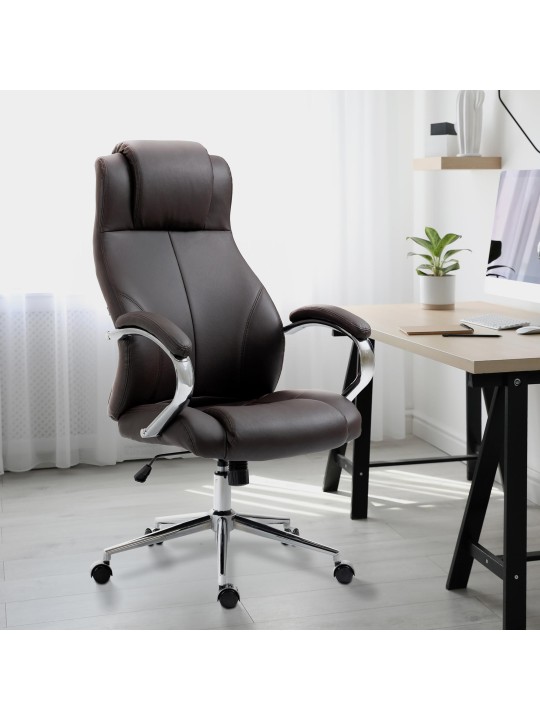 Bureaustoel Salford echt leer, bruin