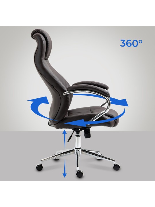 Bureaustoel Salford echt leer, bruin