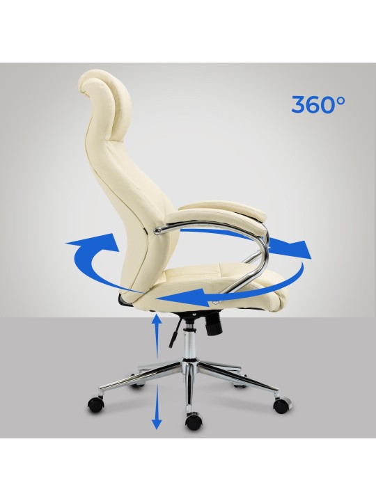 Bureaustoel Salford echt leer, crème