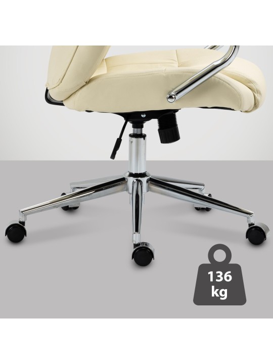 Bureaustoel Salford echt leer, crème