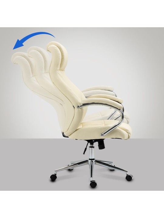 Bureaustoel Salford echt leer, crème