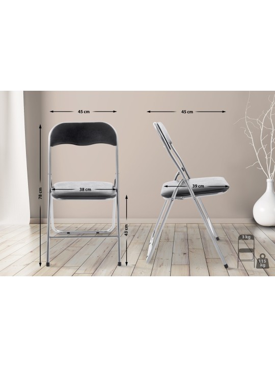 Klapstoel Felix, zwart/zilver