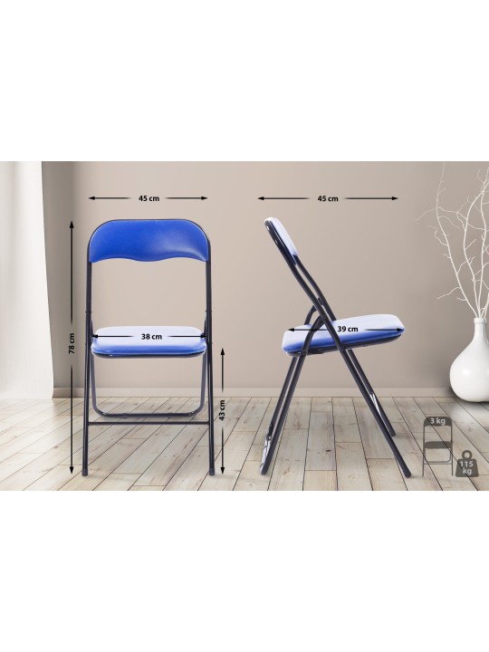 Klapstoel Felix, blauw/zwart