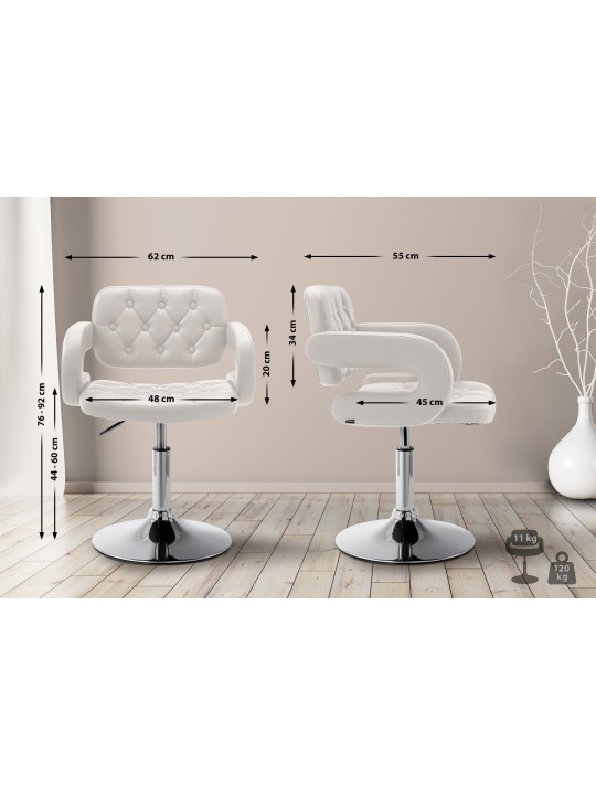 Ligstoel Dublin kunstleer, wit