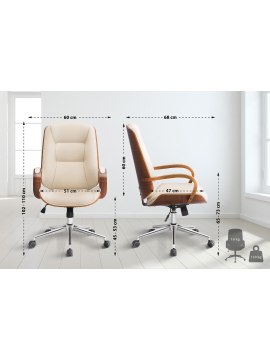 Bureaustoel Yankton, walnoot/crème