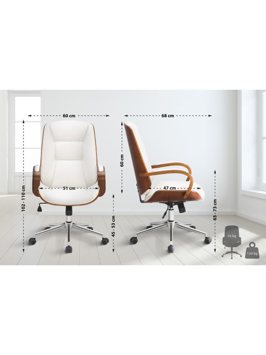 Bureaustoel Yankton, walnoot/wit