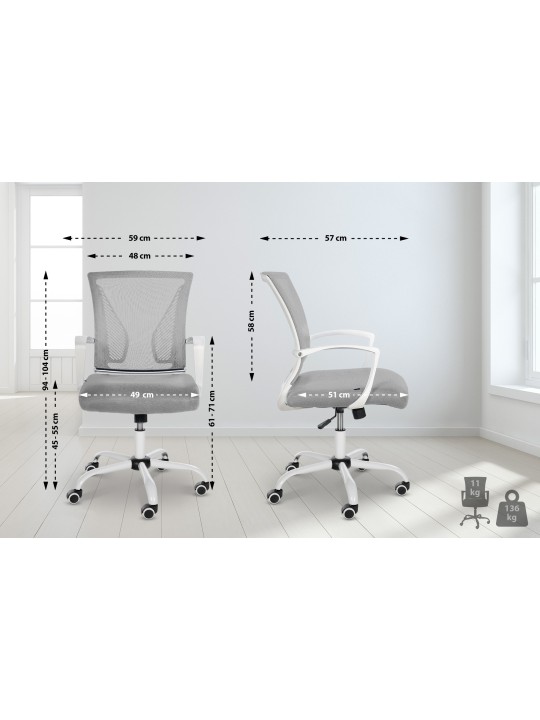 Bureaustoel Tracy W, lichtgrijs