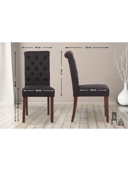 Set van 2 eetkamerstoelen Lisburn stof, zwart