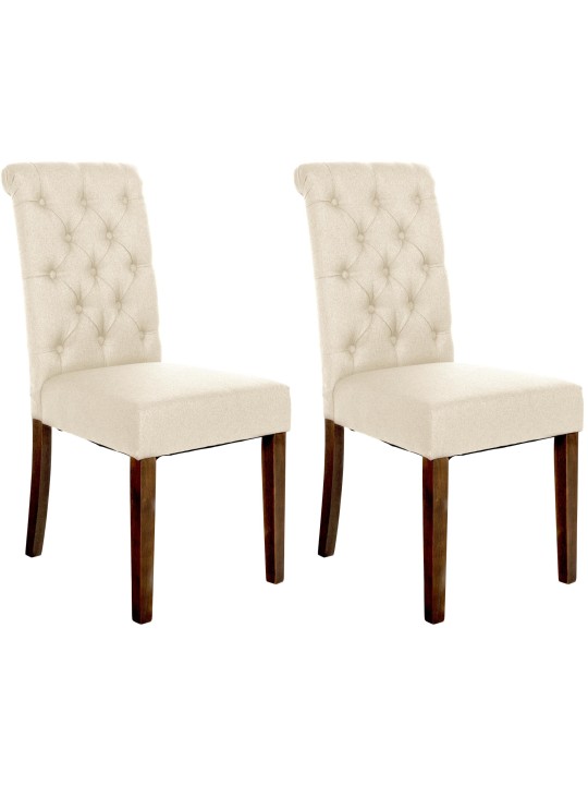 Set van 2 eetkamerstoelen Lisburn stof, crème