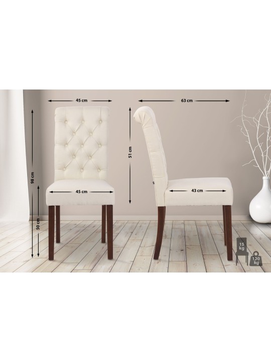 Set van 2 eetkamerstoelen Lisburn stof, crème