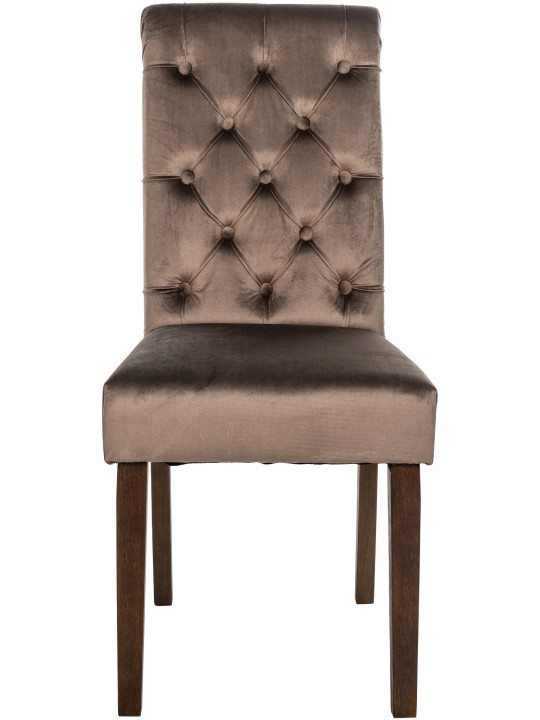 Set van 2 eetkamerstoelen Lisburn fluweel, bruin