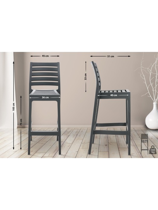 Barkruk Ares, donkergrijs Barkruk Ares, donkergrijs