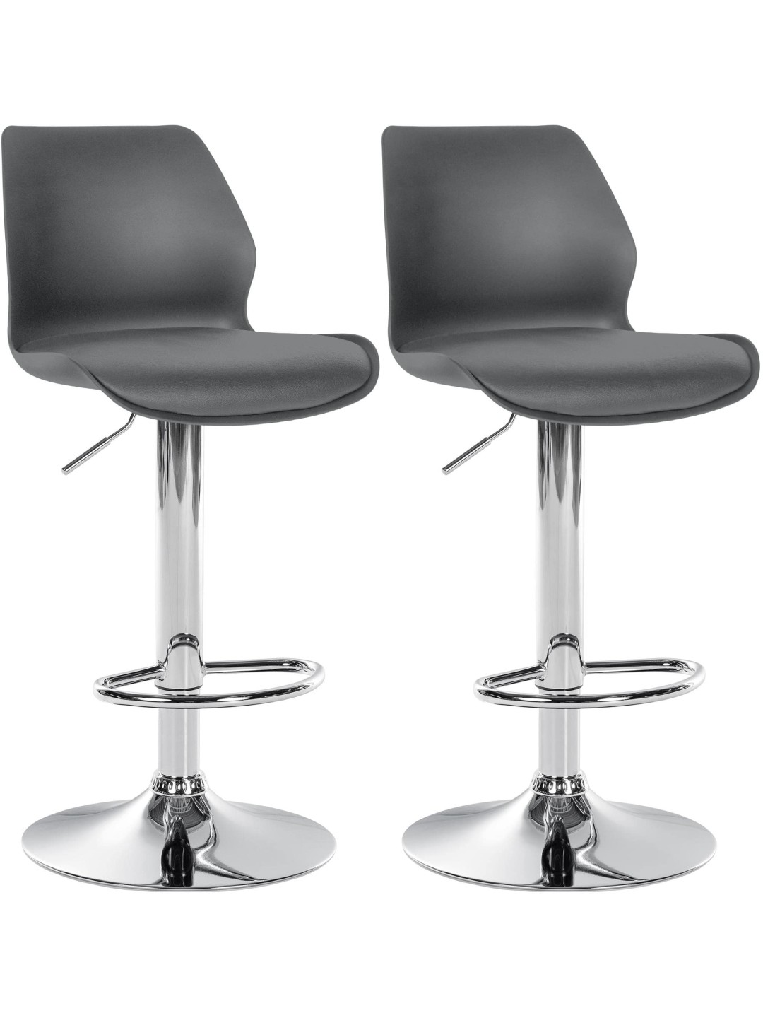 Set van 2 barkrukken Gilbert kunststof, grijs