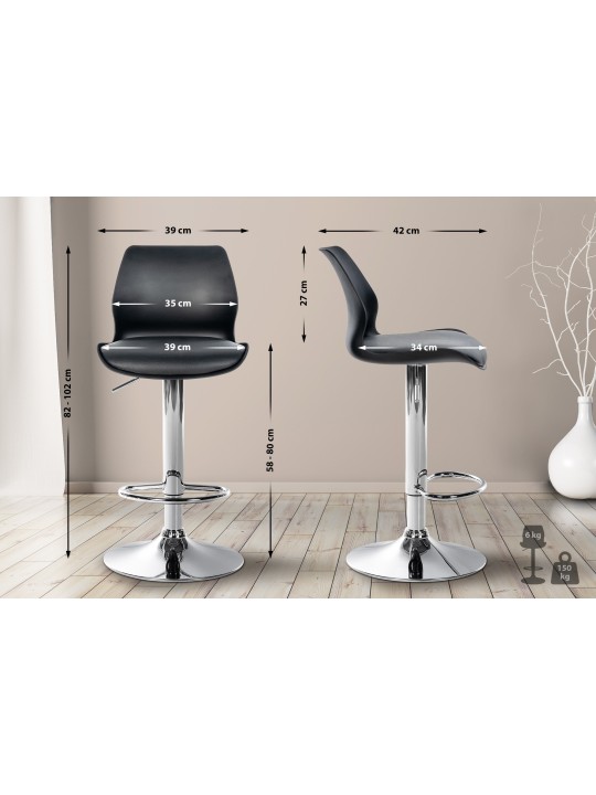 Set van 2 barkrukken Gilbert kunststof, zwart