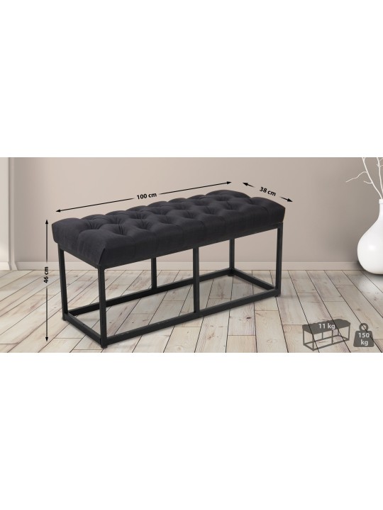 Bank Amun stof 100 cm, zwart Bank Amun stof 100 cm, zwart