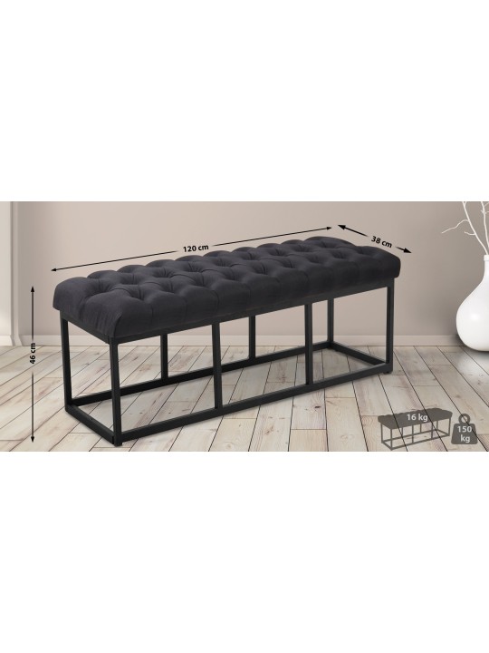 Bank Amun stof 120 cm, zwart Bank Amun stof 120 cm, zwart