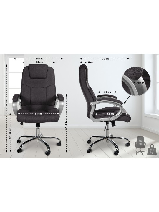 Bureaustoel BIG Apollo stof, donkergrijs