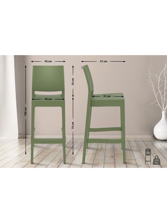 Barkruk Maya, olijfgroen