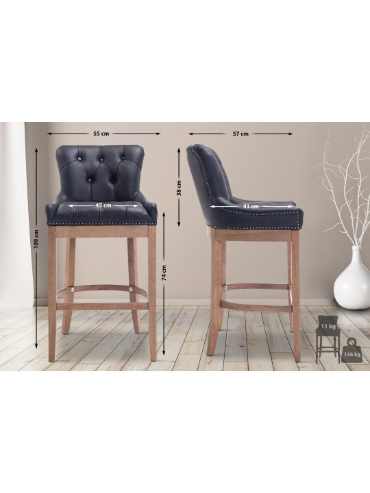 Barkruk Lakewood echt leer, antiek licht, zwart Barkruk Lakewood echt leer, antiek licht, zwart