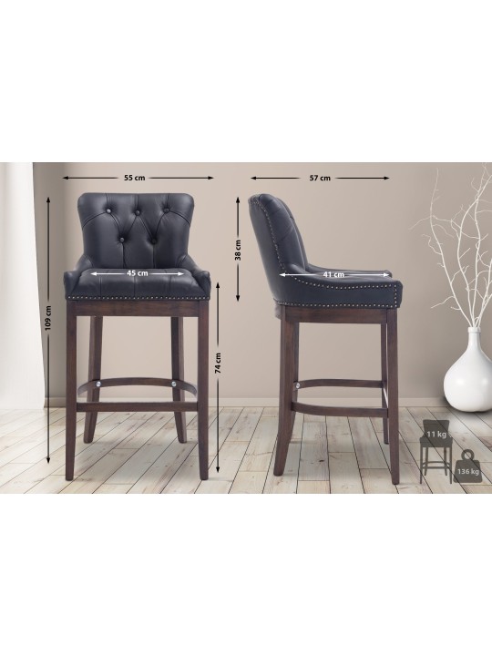 Barkruk Lakewood echt leer, antiek, zwart Barkruk Lakewood echt leer, antiek, zwart