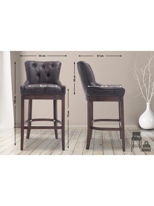 Barkruk Lakewood echt leer, antiek, bruin Barkruk Lakewood echt leer, antiek, bruin