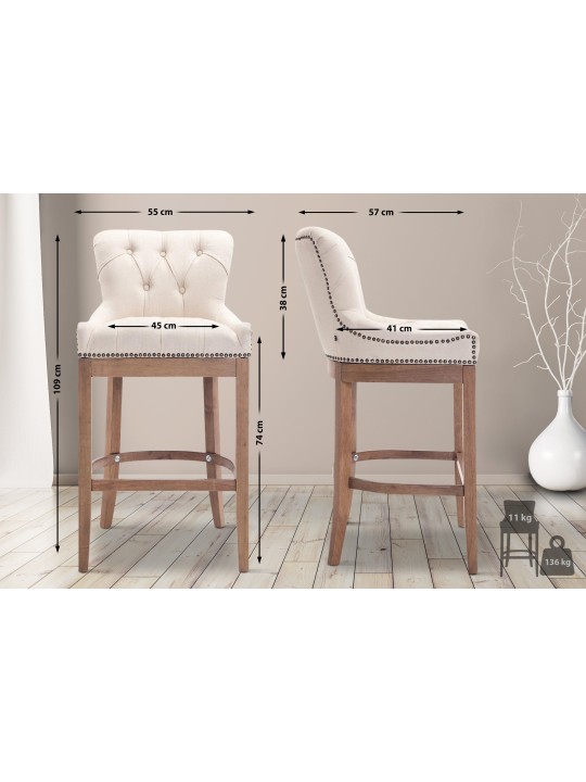 Barkruk Lakewood stof, antiek licht, crème Barkruk Lakewood stof, antiek licht, crème