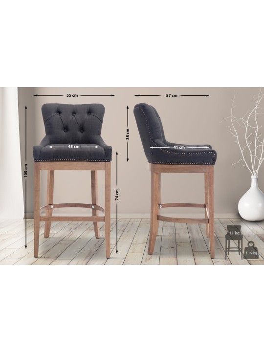 Barkruk Lakewood stof, antiek licht, donkergrijs Barkruk Lakewood stof, antiek licht, donkergrijs