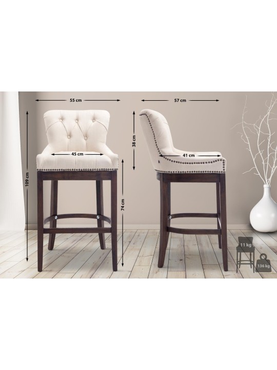 Barkruk Lakewood stof, antiek, crème Barkruk Lakewood stof, antiek, crème