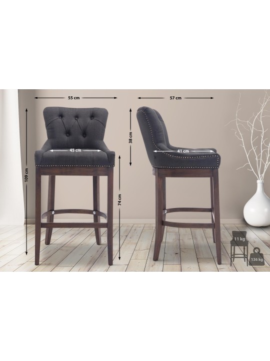 Barkruk Lakewood stof, antiek, donkergrijs Barkruk Lakewood stof, antiek, donkergrijs