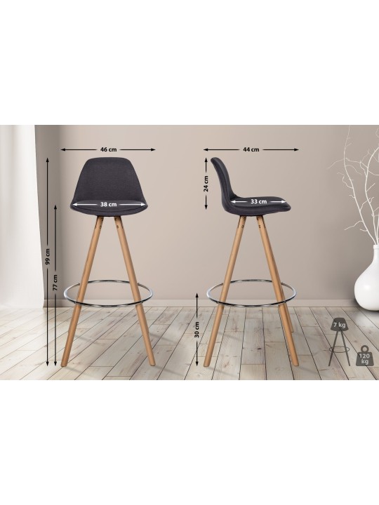 Barkruk Corbin stof rond naturel, donkergrijs Barkruk Corbin stof rond naturel, donkergrijs