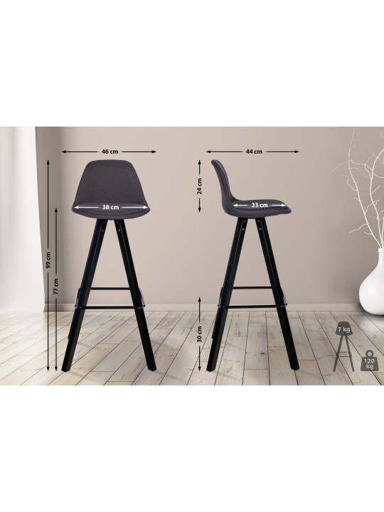 Barkruk Corbin stof Vierkant, donkergrijs Barkruk Corbin stof Vierkant, donkergrijs