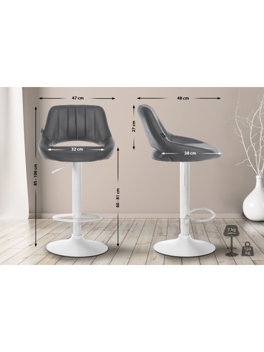 Set van 2 barkrukken Milet kunstleer W, grijs Set van 2 barkrukken Milet kunstleer W, grijs