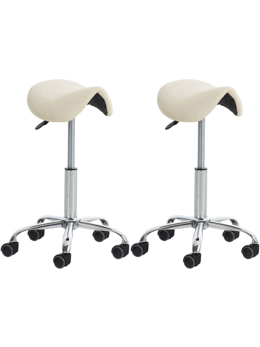 Set van 2 werkkrukken Reno kunstleer, crème
