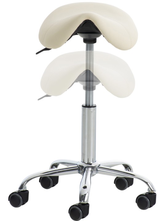 Set van 2 werkkrukken Reno kunstleer, crème