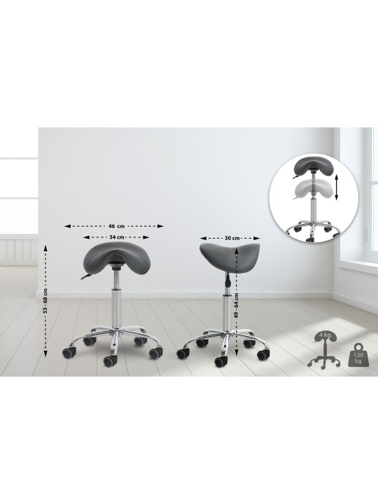 Set van 2 werkkrukken Reno kunstleer, grijs