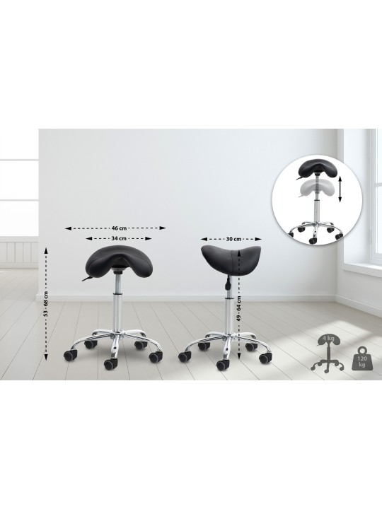 Set van 2 werkkrukken Reno kunstleer, zwart