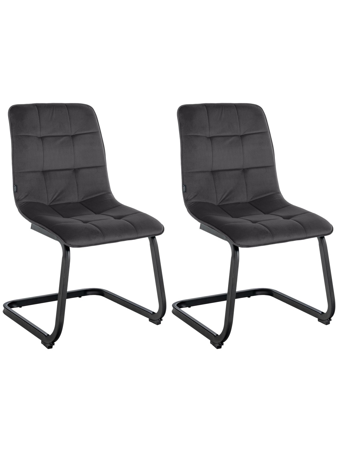 Set van 2 eetkamerstoelen Vermont fluweel, zwart