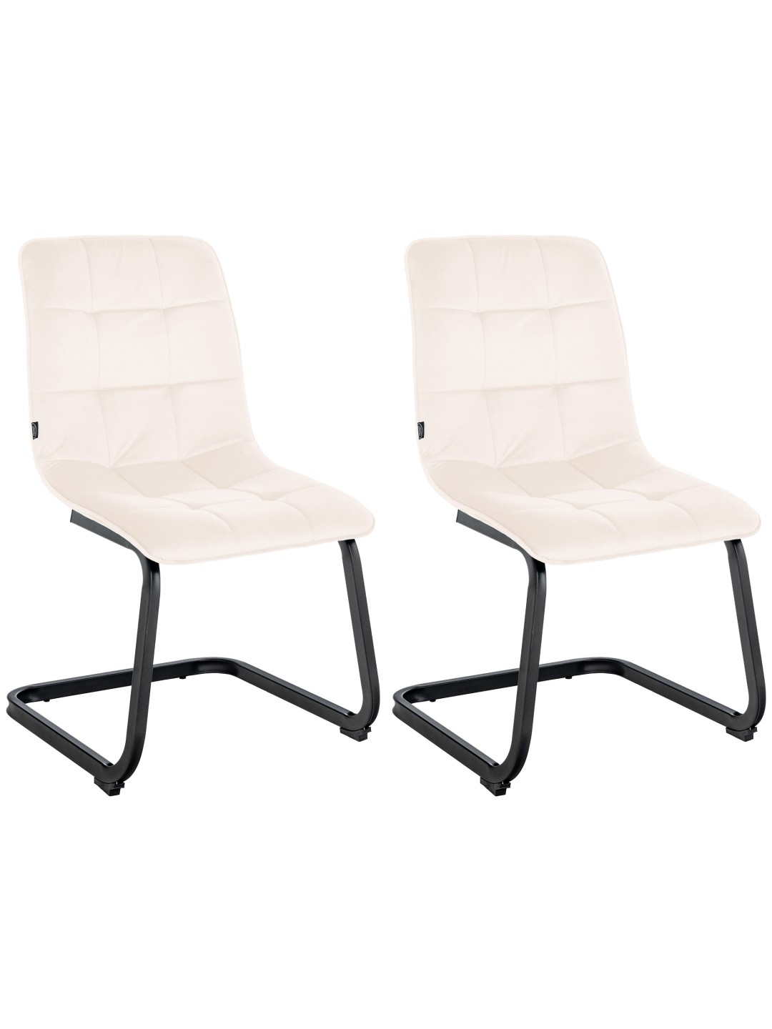 Set van 2 eetkamerstoelen Vermont fluweel, crème