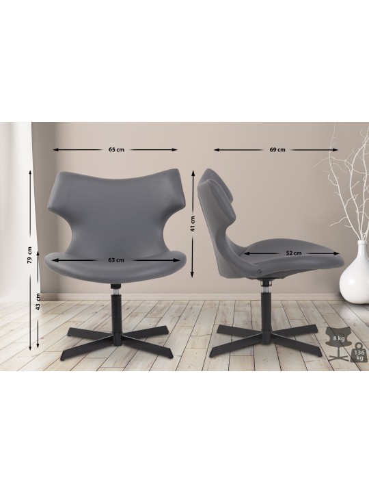 Ligstoel Welland kunstleer, grijs