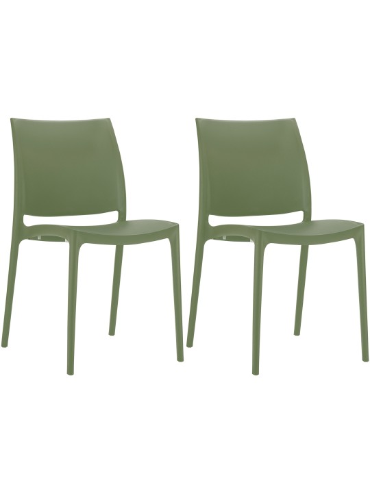 Set van 2 stoelen Maya, olijfgroen Set van 2 stoelen Maya, olijfgroen
