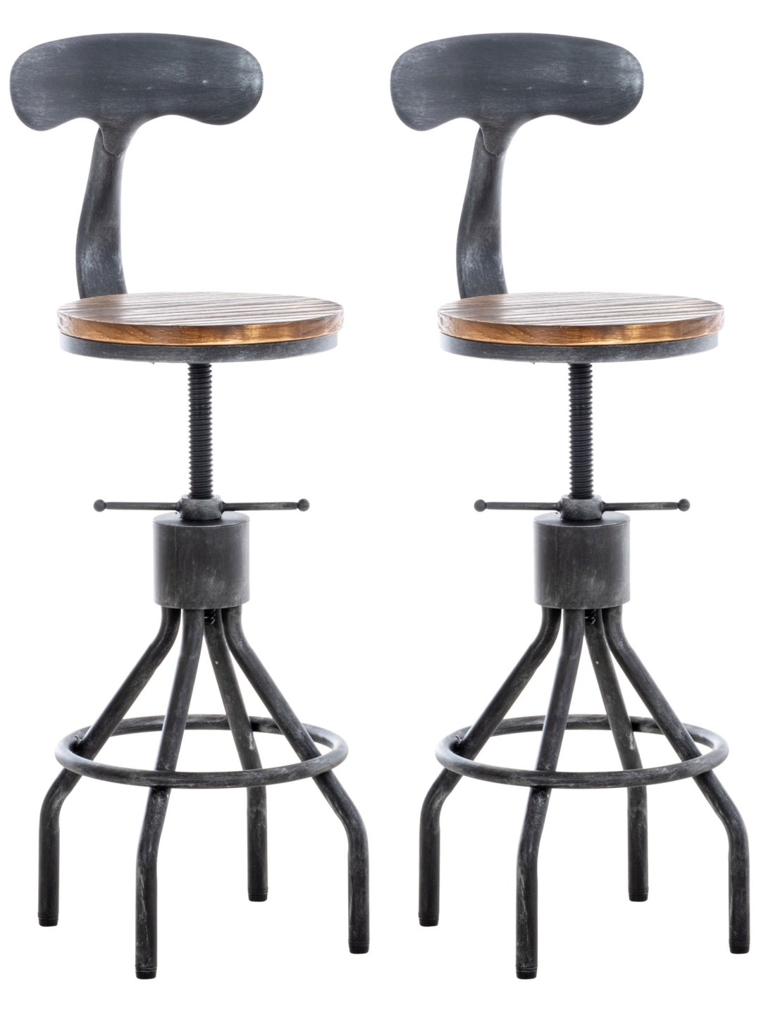 Set van 2 barkrukken Hanam, antiek zilver