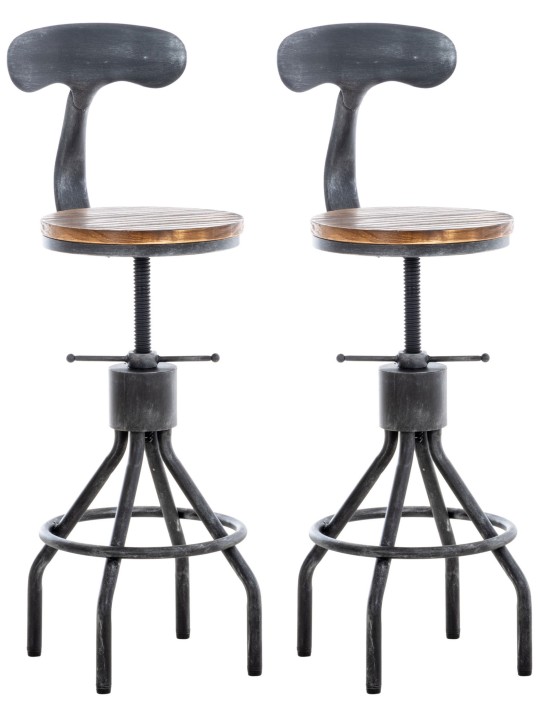 Set van 2 barkrukken Hanam, antiek zilver