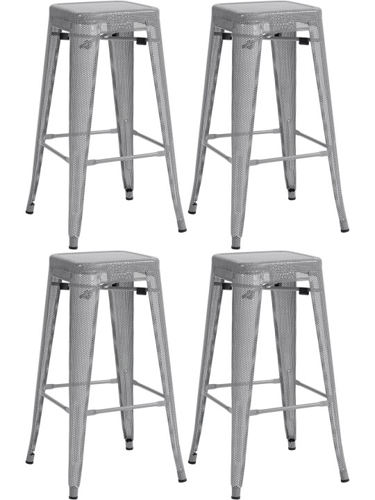 Set van 4 barkrukken Fletcher, zilver