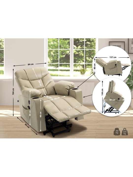 Fauteuil Andover kunstleer, crème