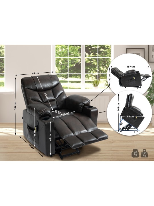 Fauteuil Andover kunstleer, bruin