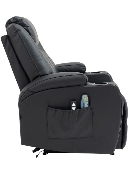 Hepler fauteuil met massagefunctie echt leer, zwart