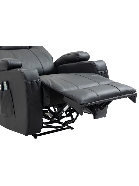 Hepler fauteuil met massagefunctie echt leer, zwart
