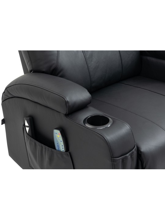 Hepler fauteuil met massagefunctie echt leer, zwart