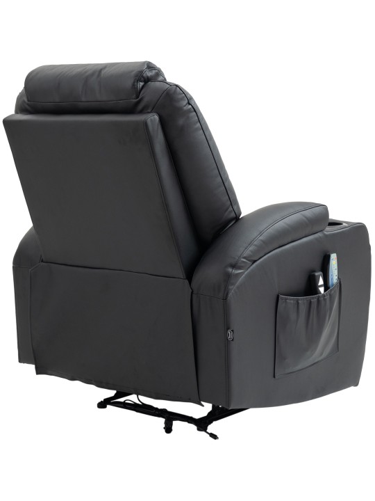 Hepler fauteuil met massagefunctie echt leer, zwart